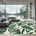 Forest Green Tropical Leaf Collage Rug