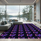 Purple Pink Flying Bat Pattern Rug