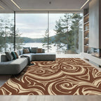 Brown Swirl Tribal Abstract Flow Rug
