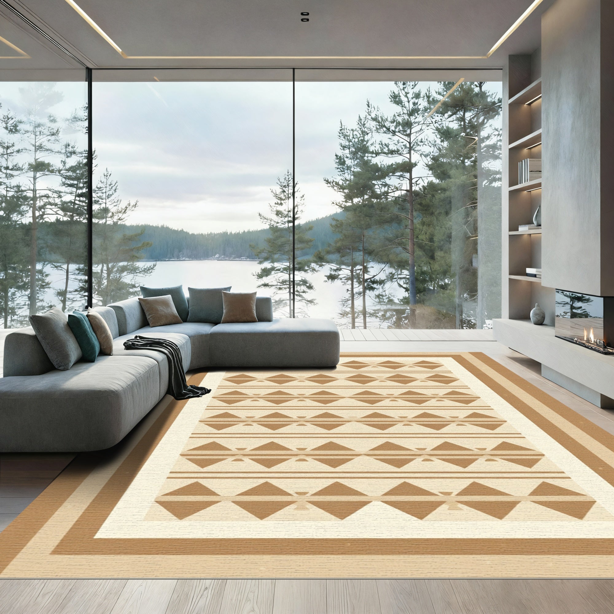 Terracotta Geometric Diamond Stripes Rug