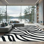 Bold Black White Wavy Zebra Rug