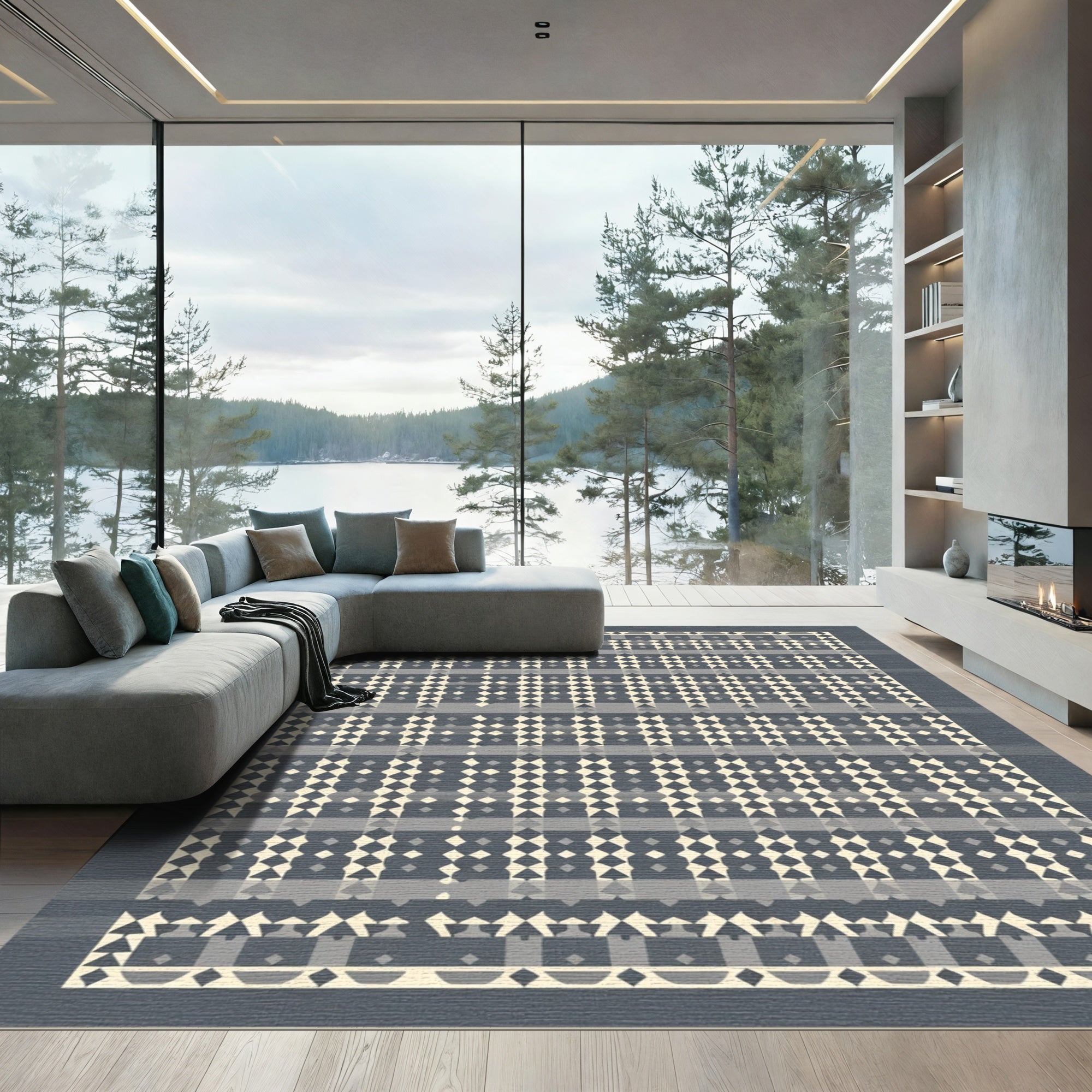 Geometric Diamond Lattice Stripe Rug
