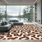 Brown Cream Abstract Maze Rug