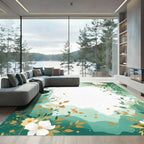 Emerald Garden floral botanical foliage Rug