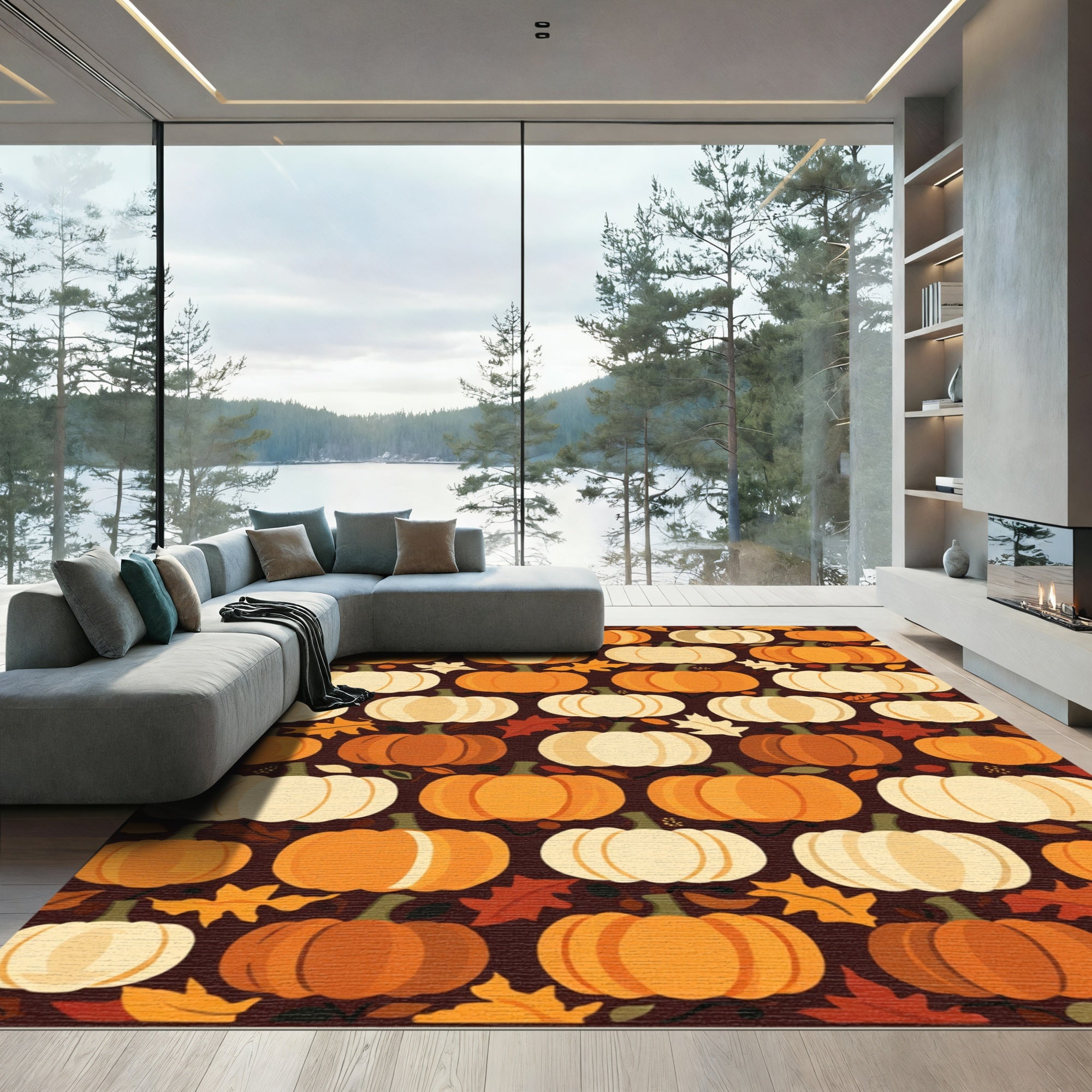Autumn Pumpkin Patch Texture Rug