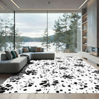 Black White Graphic Floral Scatter Rug