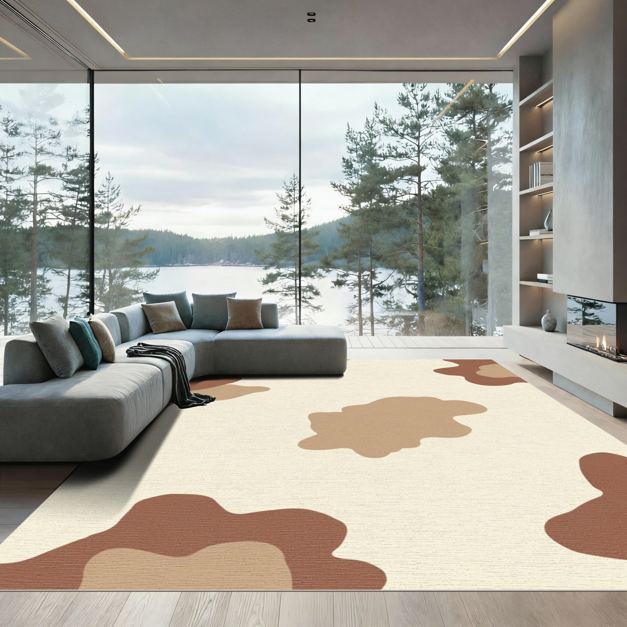Earth Tones Abstract Blotches Rug