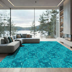 Aqua Abstract Organic Flow Rug