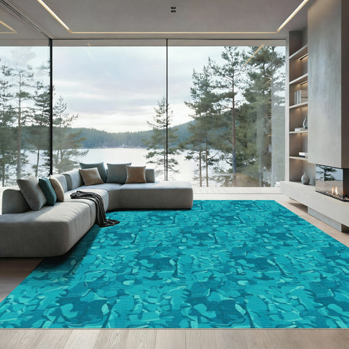 Aqua Abstract Organic Flow Rug