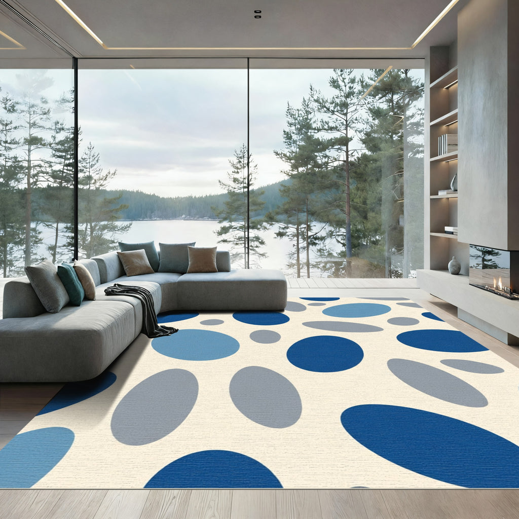 Sky Blue Oval Cluster Rug