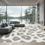 Cream Gray Organic Abstract Forms Rug