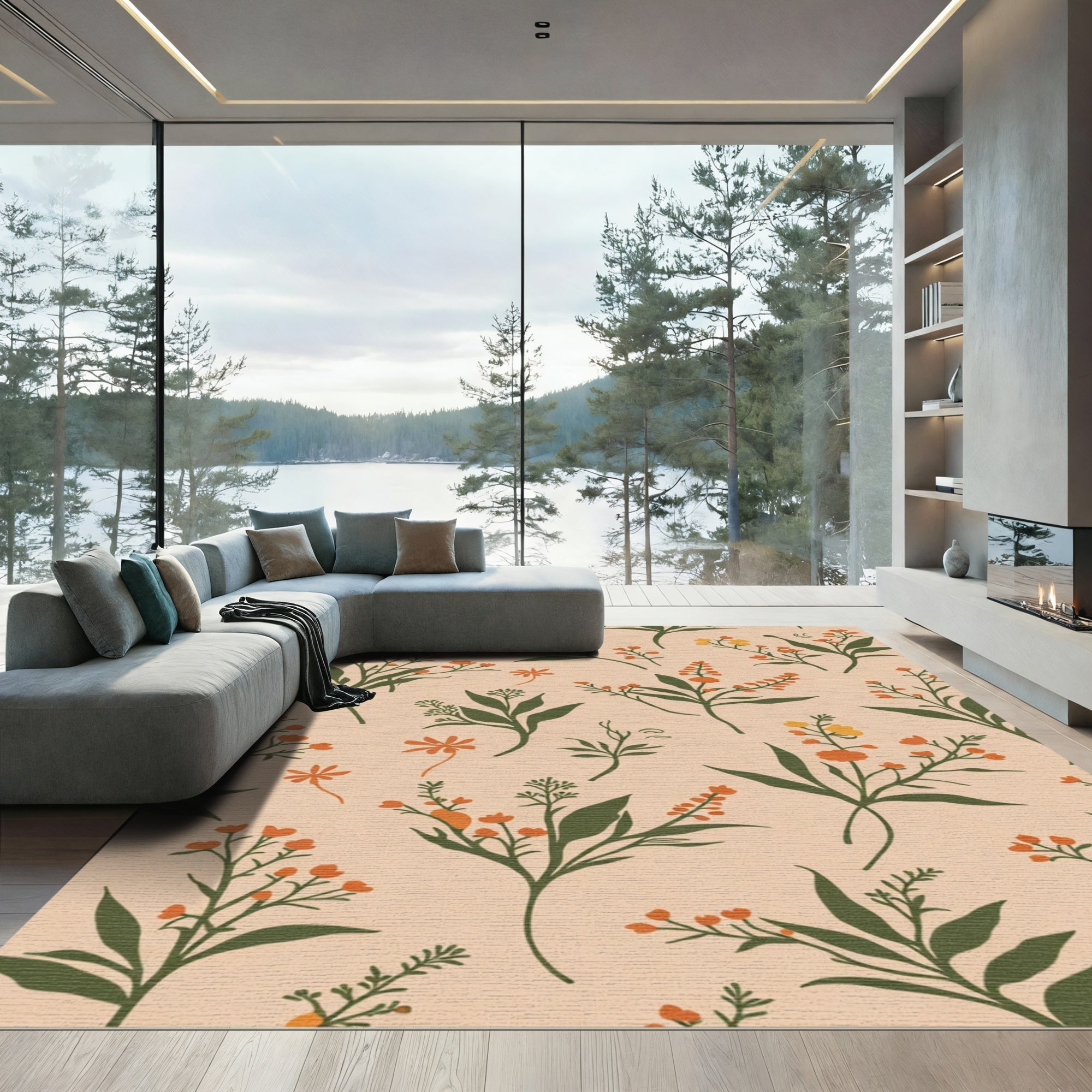 Orange Blossom Sprig Garden Rug