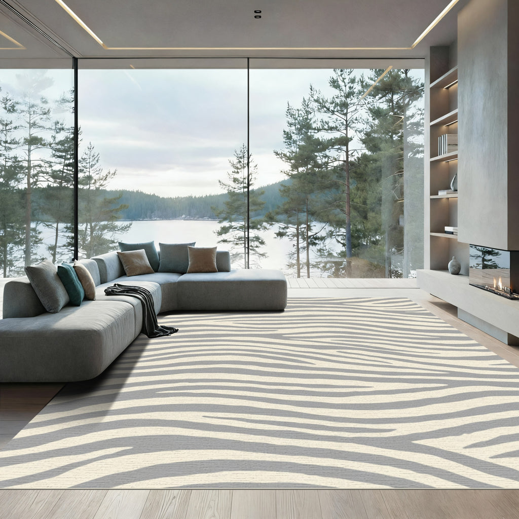 Neutral Soft Zebra Stripes Rug