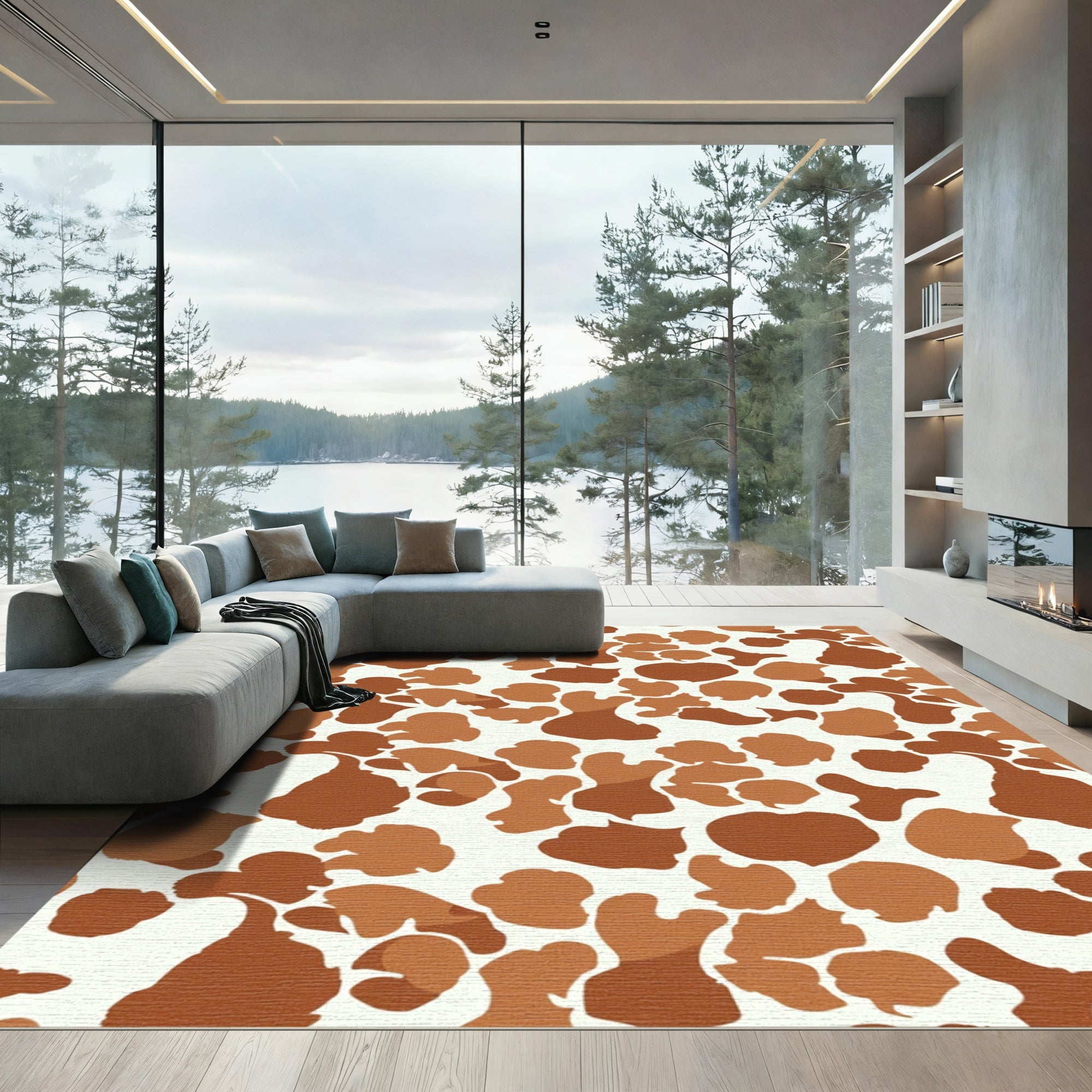 Brown Caramel Abstract Spots Rug