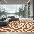 Earthy Brown Abstract Continuous Line Rug
