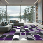 Modern Purple Gray Geometric Circles Rug