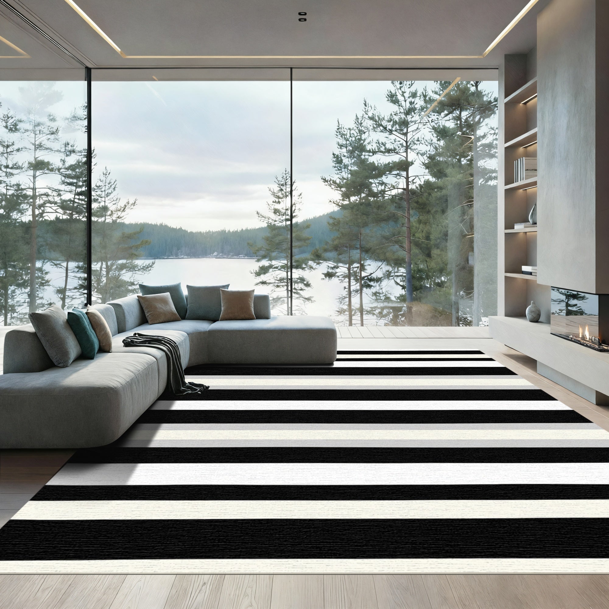 Monochromatic Linear Bands With Accents Rug