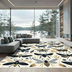Textured Insects And Botanical Elements Rug