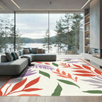 Red Purple Green Leafy Branches Rug