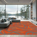 Bold Orange Gray Swirl Abstract Rug