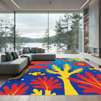 Whimsical Red Yellow Fish Coral Scene Rug