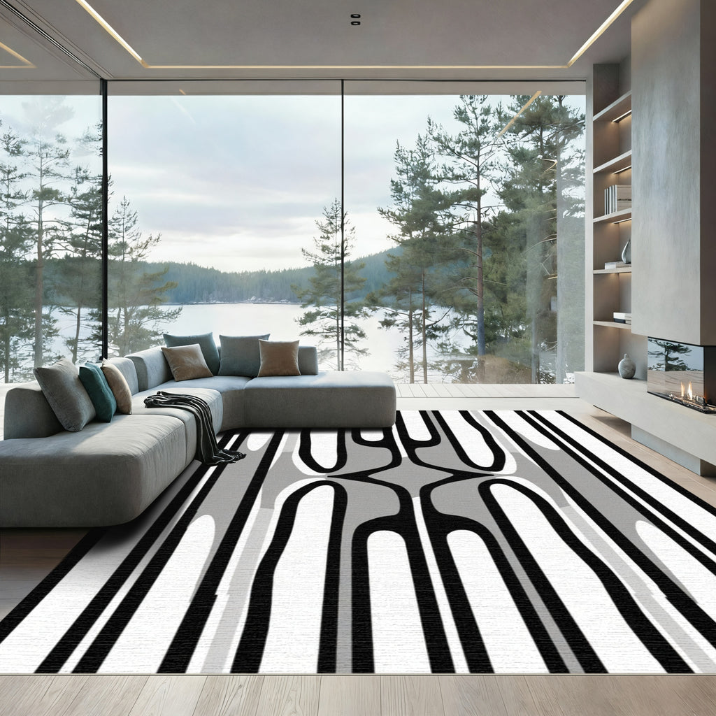 Monochromatic Abstract Organic Stripe Rug