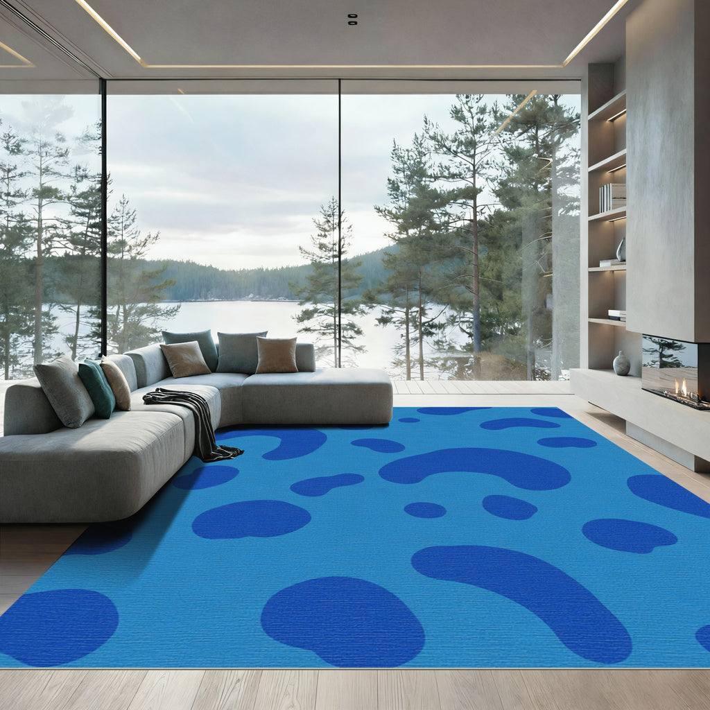 Deep Blue Blob Pattern Rug