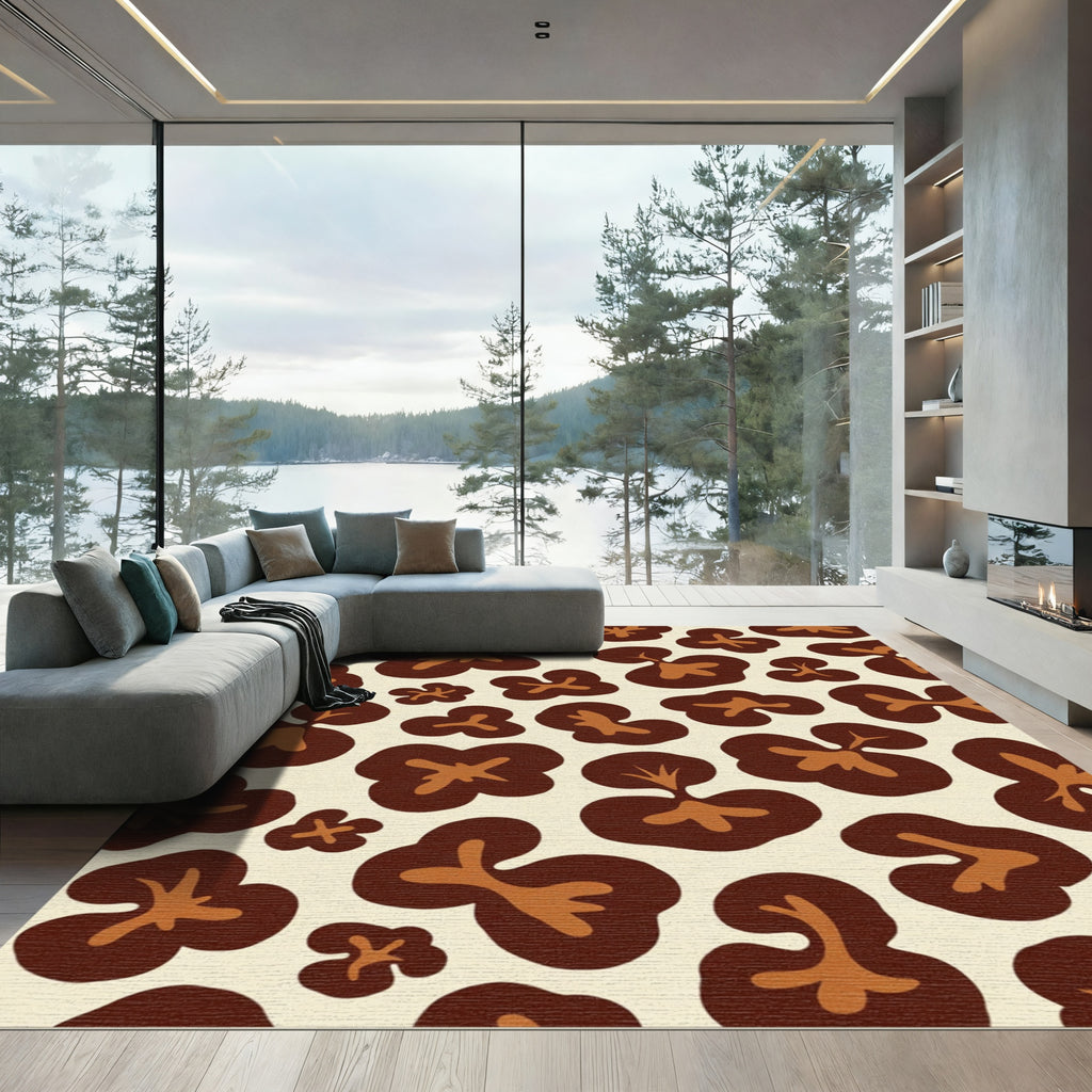 Brown Organic Abstract Blobs Rug