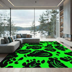 Neon Green Jagged Black Spots Rug