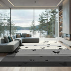 Whimsical Black Butterfly Gradient Rug