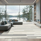Neutral Tone Abstract Linear Rug