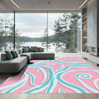 Pink and Aqua Swirl Curvy Rug
