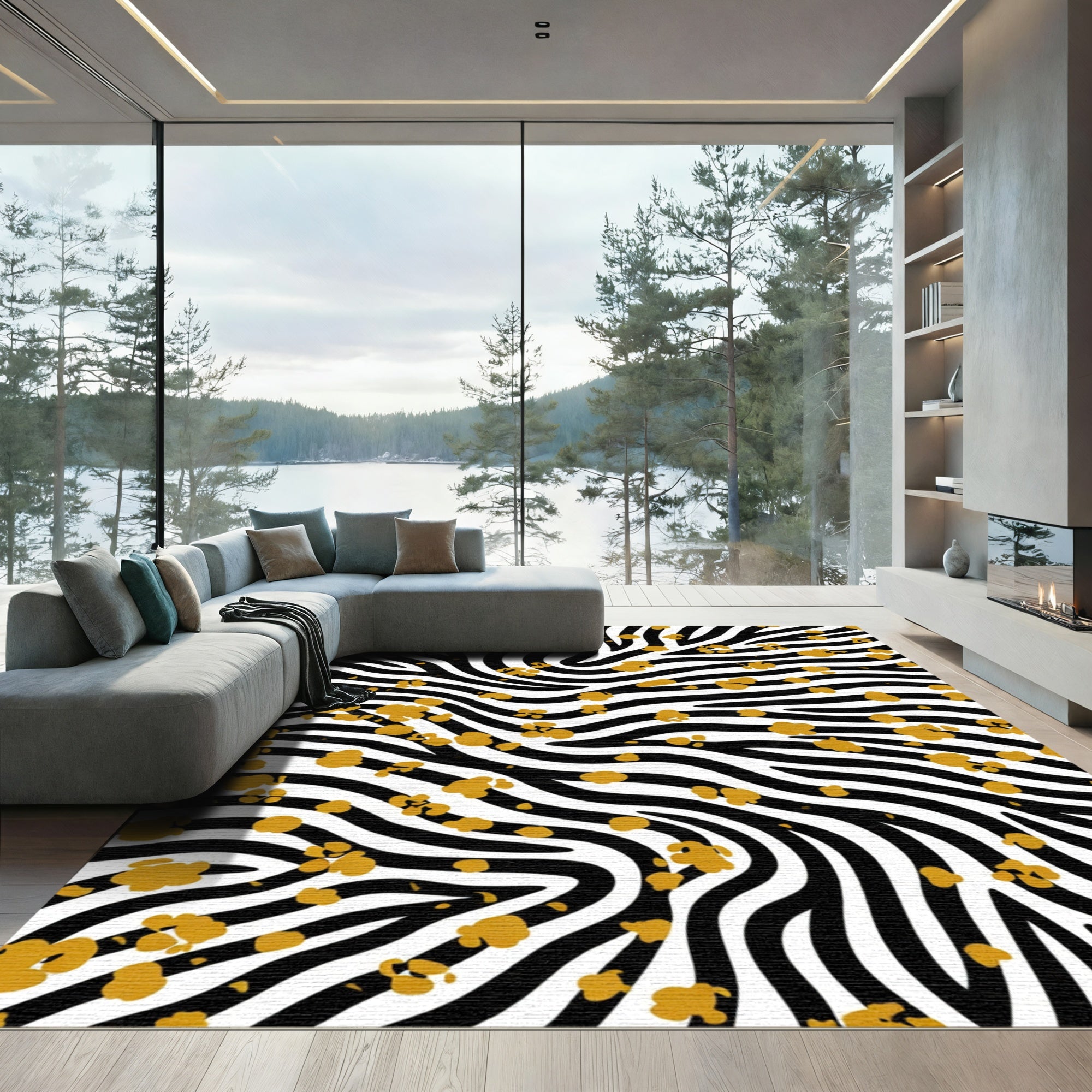 Wild Gold Zebra Stripe Rug
