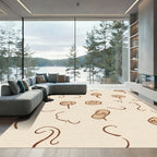Minimalist Earthy Tan Abstract Shapes Rug
