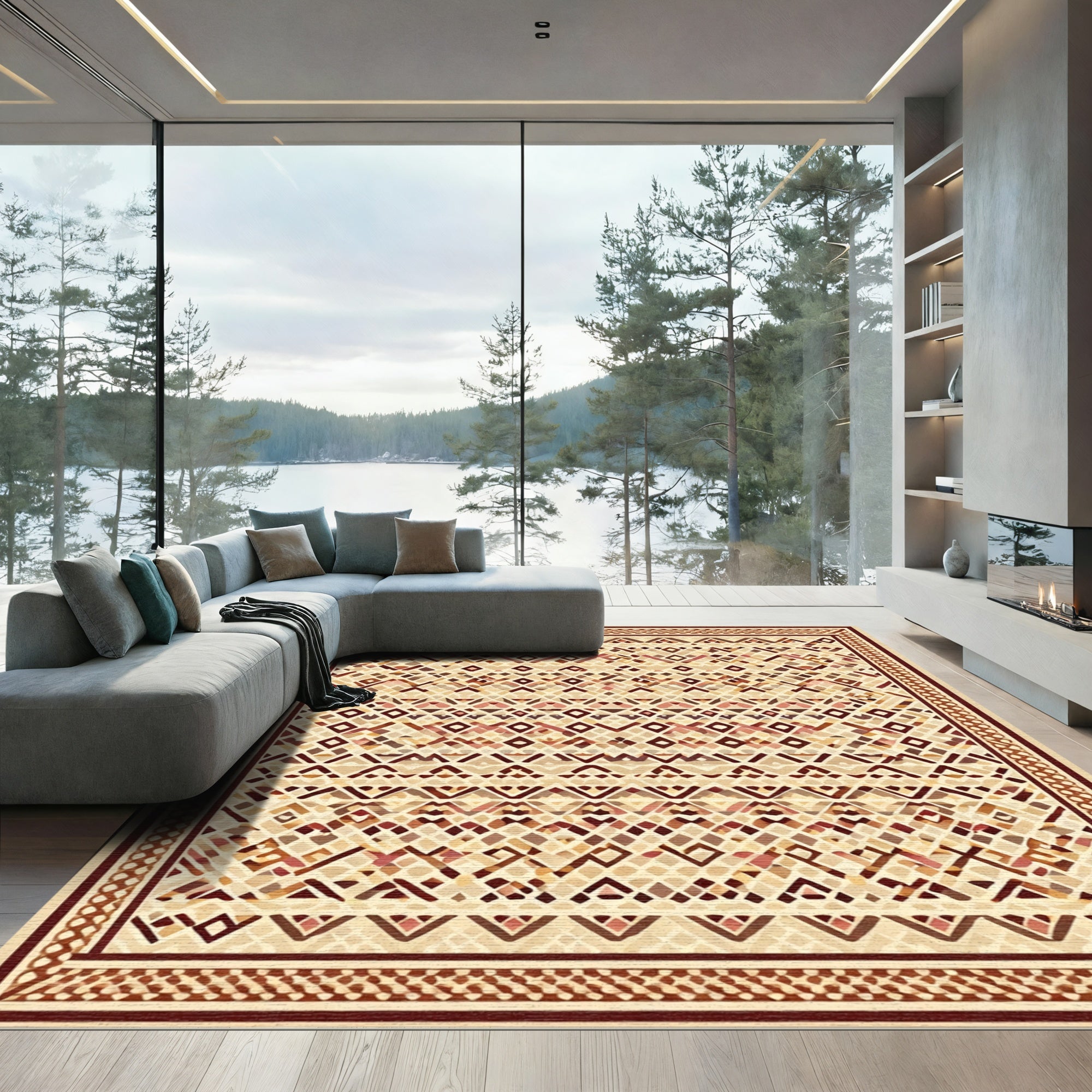 Geometric Tribal Diamond Ochre Rug