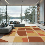 Earthy Tones Abstract Organic Squares Rug