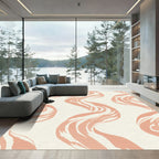 Coral Wave Brushstroke Rug