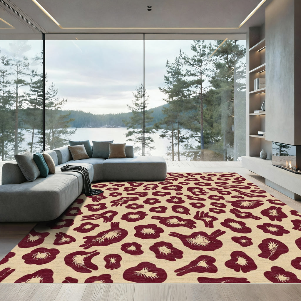 Burgundy Splotch Animal Print Rug