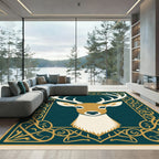 Golden Stag Celtic Knot Art Rug