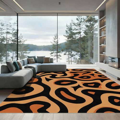 Abstract Organic Terracotta Swirls Rug