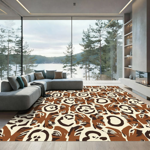 Brown and Cream Abstract Animal Print Rug