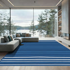 Navy Blue Subtle Stripe Horizontal Rug