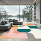Pastel Geometric Abstract Waves Rug