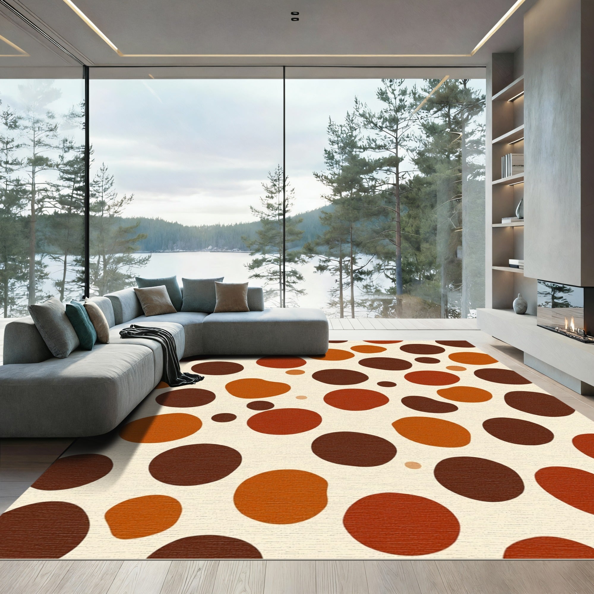 Autumn Palette Irregular Polka Dot Rug