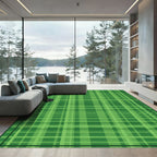 Forest Green Plaid Stripes Rug
