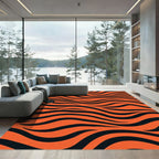 Bold Orange Tiger Stripe Waves Rug