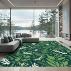 Deep Forest Tropical Leaf Collage Rug