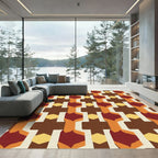 Terracotta Amber Geometric Chain Rug