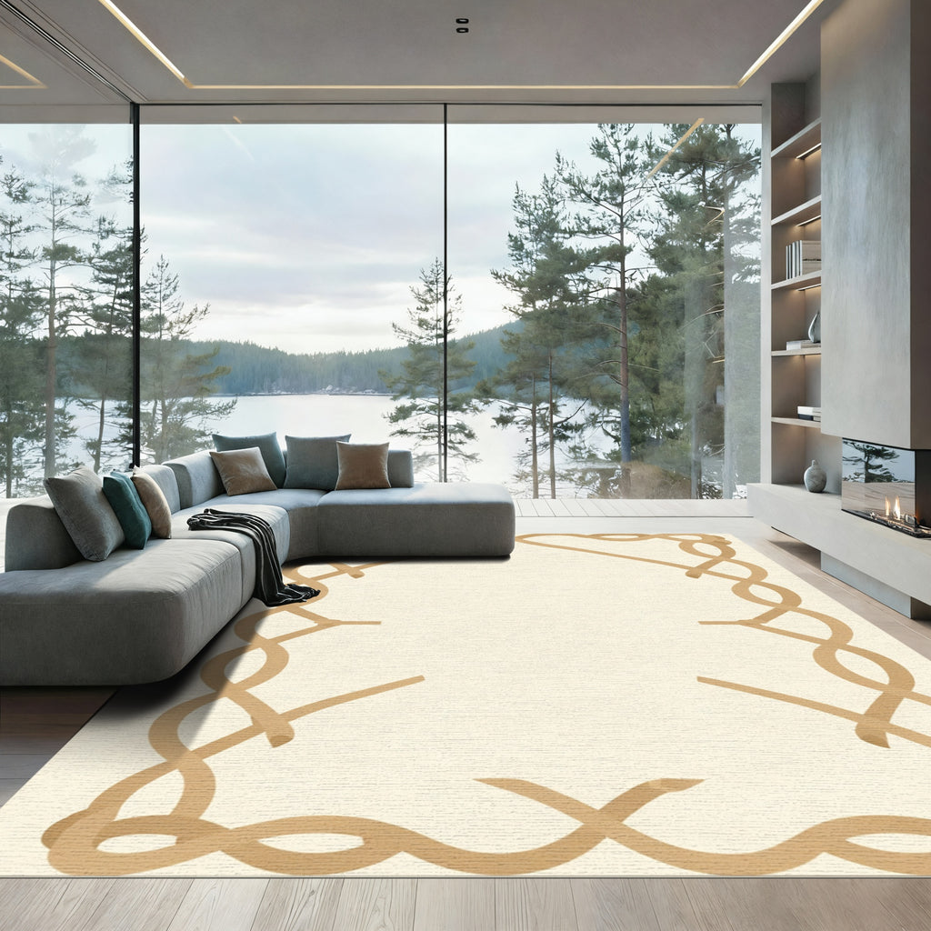 Tan Intertwined Rope Border Rug