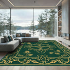 Emerald Gold Art Nouveau Botanical Rug